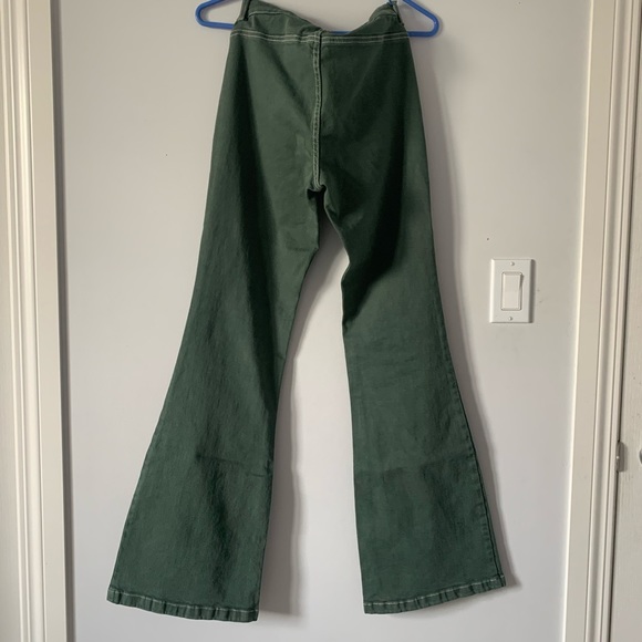Flared dark green jeans - Picture 2 of 2